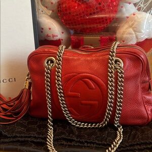 EUC Gucci SoHo Red Leather Shoulder Bag